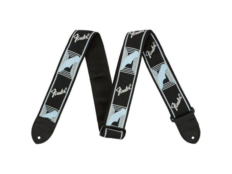 Fender 2 Monogrammed Black/Light Grey/Blue strap click to zoom image
