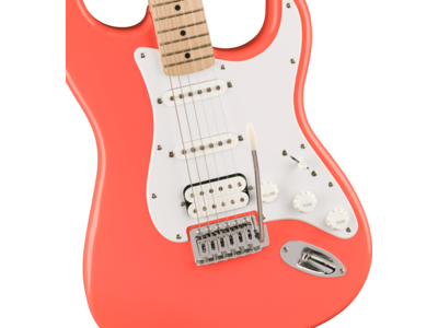 Squier Squier Sonic[REG] Stratocaster[REG] HSS, Maple Fingerboard, White Pickguard, Tahitian Coral click to zoom image