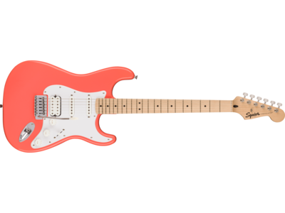 Squier Squier Sonic® Stratocaster® HSS, Maple Fingerboard, White Pickguard, Tahitian Coral 
