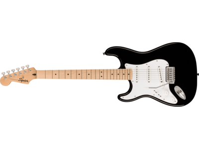 Squier Squier Sonic® Stratocaster® Left-Handed, Maple Fingerboard, White Pickguard, Black 