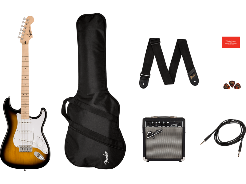 Squier Squier Sonic[REG] Stratocaster[REG] Pack, Maple Fingerboard, 2-Color Sunburst, Gig Bag, 10G - 230V UK click to zoom image