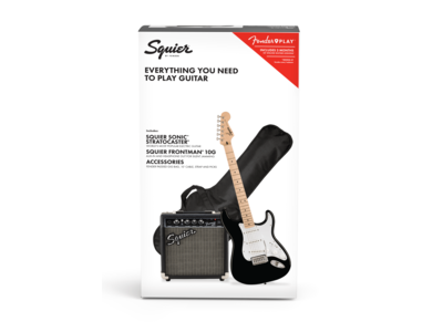 Squier Squier Sonic[REG] Stratocaster[REG] Pack, Maple Fingerboard, Black, Gig Bag, 10G - 230V UK click to zoom image