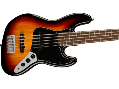 Squier Affinity Series[REG] Jazz Bass[REG] V, Laurel Fingerboard, Black Pickguard, 3-Color Sunburst click to zoom image