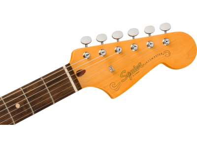 Squier J Mascis Jazzmaster[REG], Laurel Fingerboard, Gold Anodized Pickguard, Vintage White click to zoom image