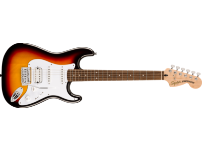 Squier Affinity Series® Stratocaster® Junior HSS, Laurel Fingerboard, White Pickguard, 3-Color Sunburst 