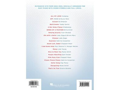 Hal Leonard Piano Vocal Guitar Chart Hits of 2024-2025 click to zoom image