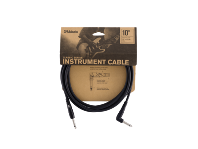 D'Addario Classic Series Instrument Cable, Right Angle Plug, 10 feet click to zoom image