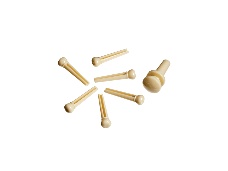 D'Addario Injected Molded Bridge Pins with End Pin, Set of 7, Ivory click to zoom image