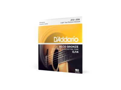 D'Addario 80/20 Bronze Acoustic Guitar Strings, Light Top/Medium Bottom/Bluegrass, 12-56 