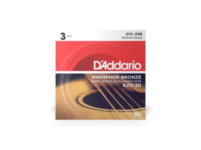 D'Addario Phosphor Bronze Acoustic Guitar Strings, Medium, 13-56, 3 Sets click to zoom image
