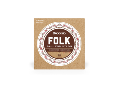 D'Addario Folk Nylon Guitar Strings, Ball End, 80/20 Bronze/Clear Nylon Trebles click to zoom image