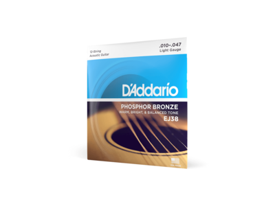 D'Addario 12-String Phosphor Bronze Acoustic Guitar Strings, Light, 10-47 