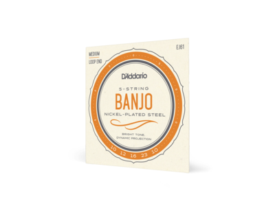 D'Addario 5-String Banjo Strings, Nickel, Medium 10-23