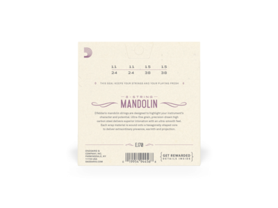 D'Addario Phosphor Bronze Mandolin Strings, Ball End, Medium/Light, 11-38 click to zoom image