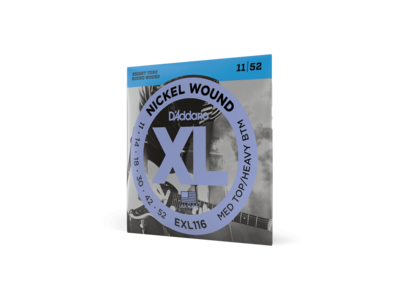 D'Addario Nickel Wound Electric Guitar Strings, Medium Top/Heavy Bottom, 11-52 