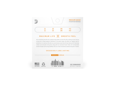 D'Addario Mandolin Phosphor Bronze, Medium, 11-40 click to zoom image