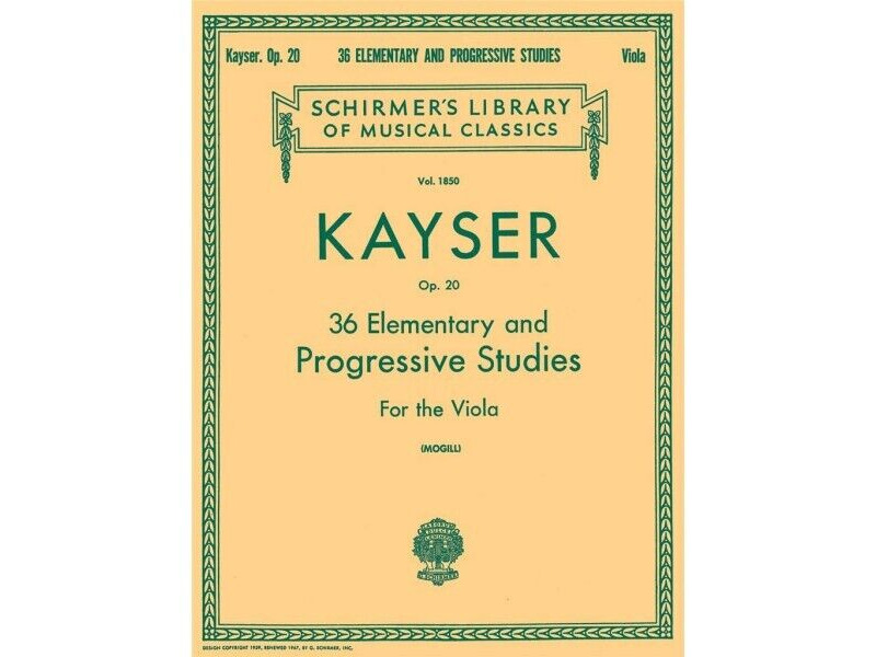 G Schirmer Kayser: 36 Elementary and Progressive Studies for Viola click to zoom image
