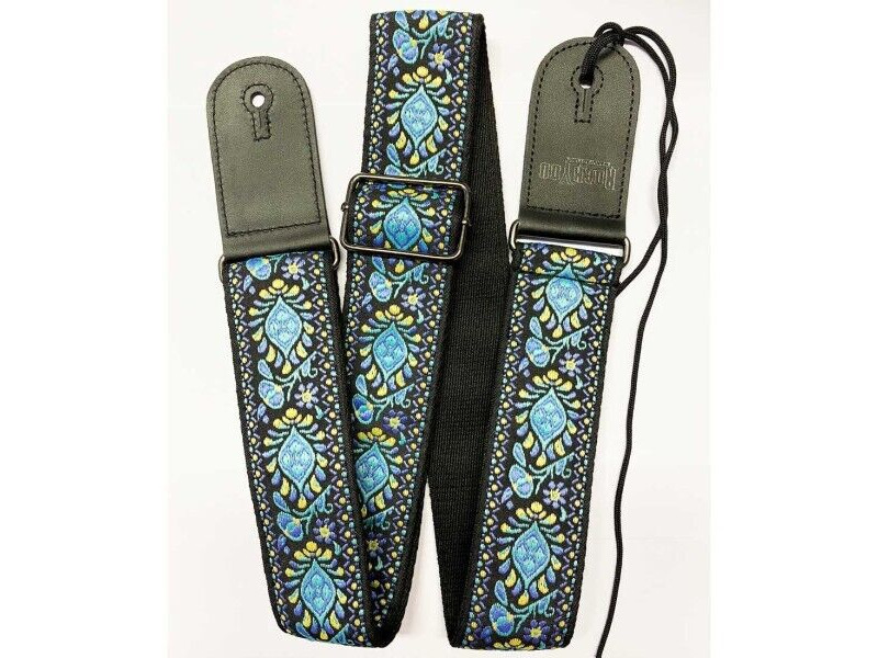 RockYou 2" Hootenanny Jacquard Style Adjustable Guitar Strap, Pic Pocket & 2 Pics, BLUE click to zoom image
