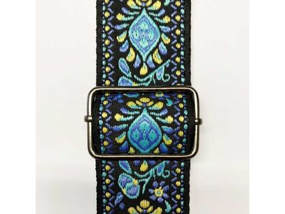 RockYou 2" Hootenanny Jacquard Style Adjustable Guitar Strap, Pic Pocket & 2 Pics, BLUE click to zoom image