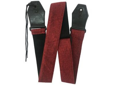 RockYou S2561 Cotton Guitar Strap Leather Ends 3 Pics RED click to zoom image