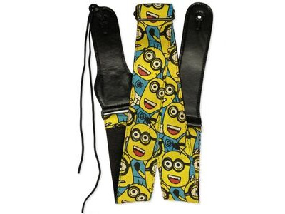 RockYou S610 Minions Guitar Strap Leather Ends with pick holder click to zoom image