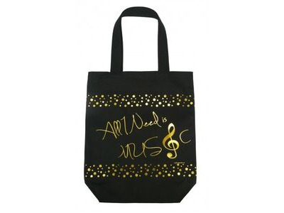 Agifty City Shopper "All I Need Is Music" Black and Gold 