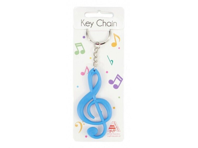 Agifty Keyring G-Clef Blue Rubber click to zoom image