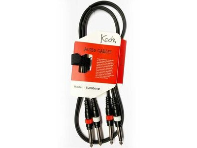 Koda 1M Instrument Cable Twin 6.35mm Mono Jack - 3.5mm Stereo Jack