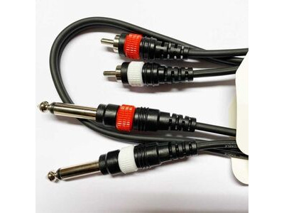 Koda 1M Audio Cable, Twin RCA Male &ndash; Twin 6.35mm Mono Jack, Black 