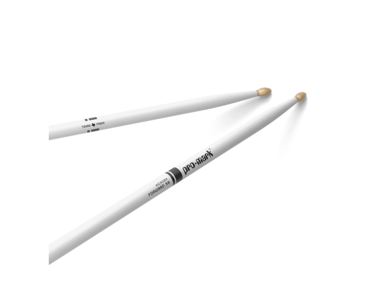 Promark Classic Forward 5A Painted White Hickory Drumstick, Oval Wood Tip click to zoom image