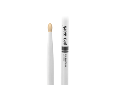 Promark Classic Forward 5A Painted White Hickory Drumstick, Oval Wood Tip click to zoom image