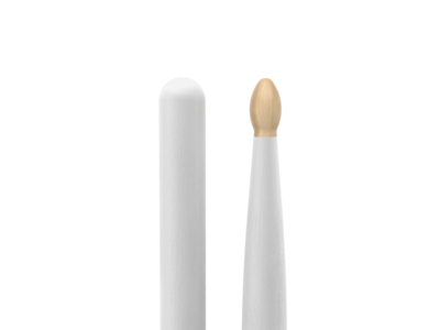 Promark Classic Forward 5A Painted White Hickory Drumstick, Oval Wood Tip click to zoom image